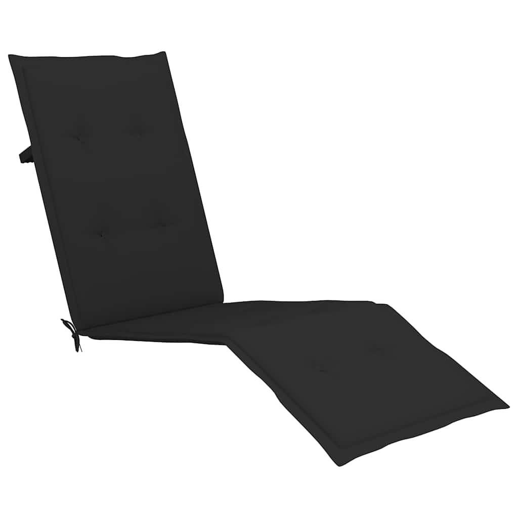 Chaise longue extérieur acacia coussin noir 167 x 56 x 75 cm - PANGIVO - Image 6