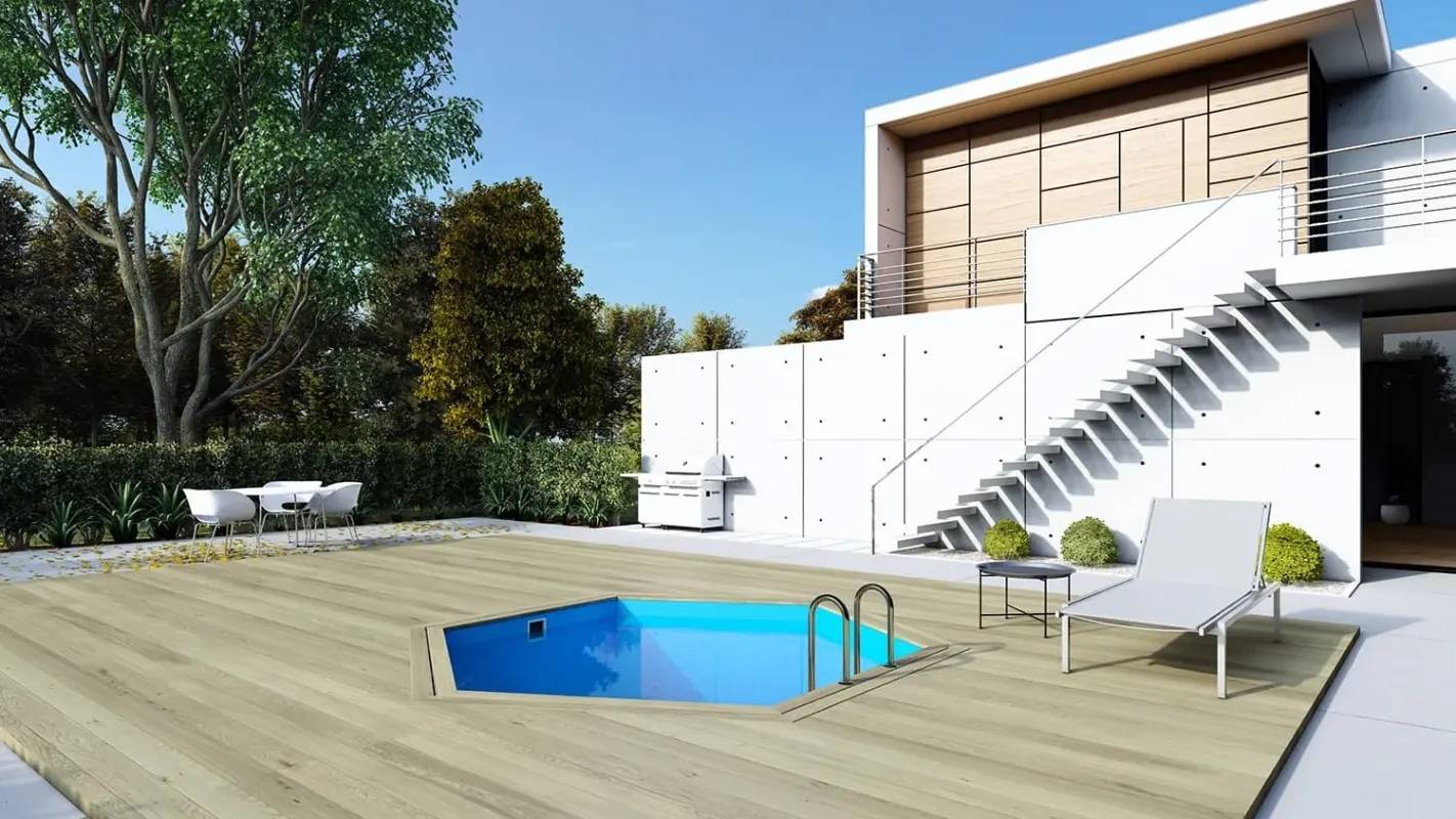 Altanka - Piscine en bois 3,55x4,09 - H.1,17 m - avec filtration et coffre - BAS732OSP+SZA7 - Image 2