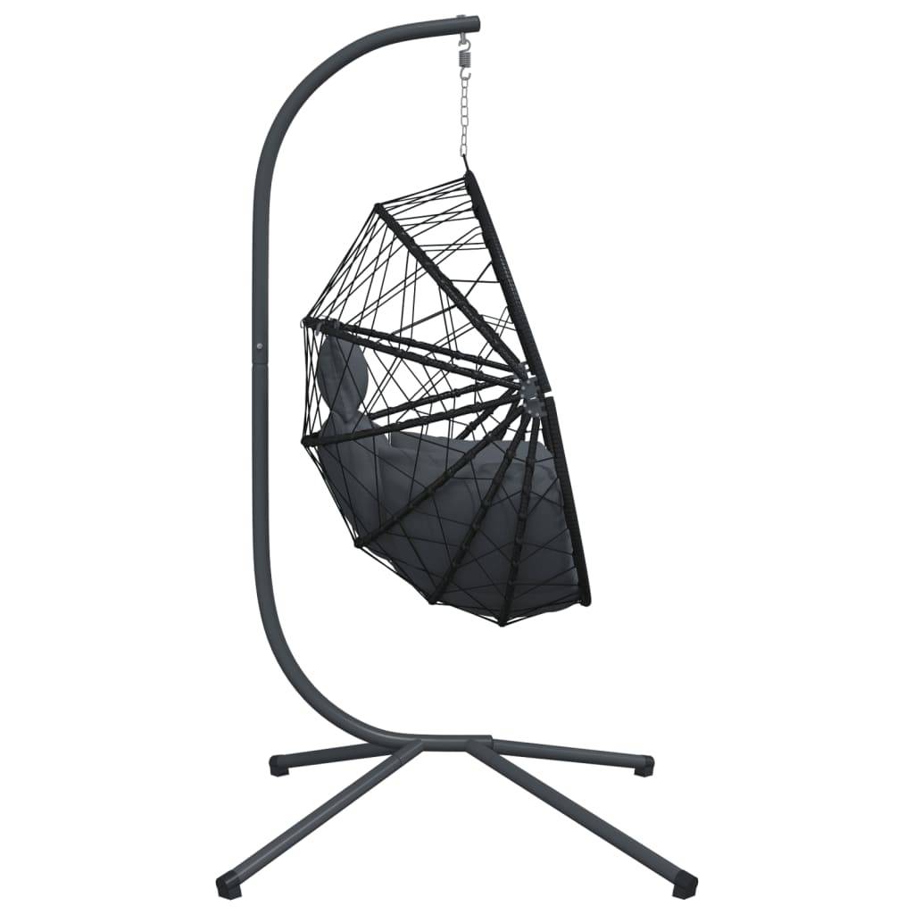 Chaise Œuf Suspendue en Résine Tressée et Corde avec Support Acier et Coussins Déhoussables pour Jardin Anthracite – ComfortXL Outdoor Living - Image 5