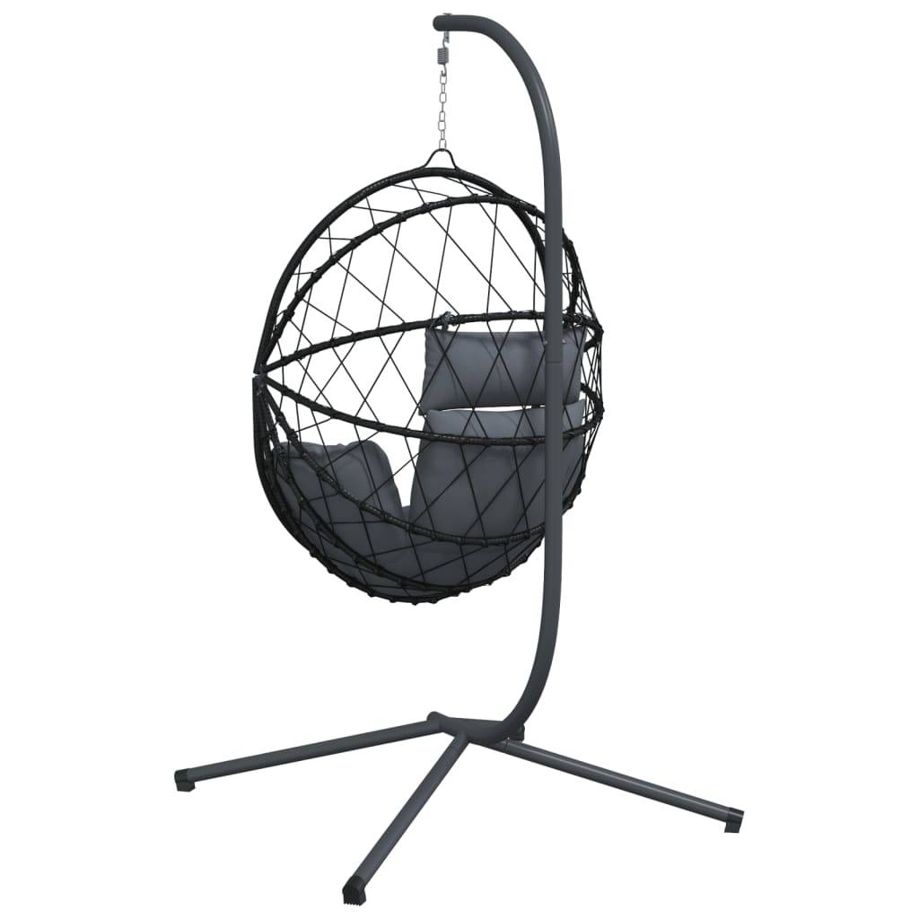 Chaise Œuf Suspendue en Résine Tressée et Corde avec Support Acier et Coussins Déhoussables pour Jardin Anthracite – ComfortXL Outdoor Living - Image 6