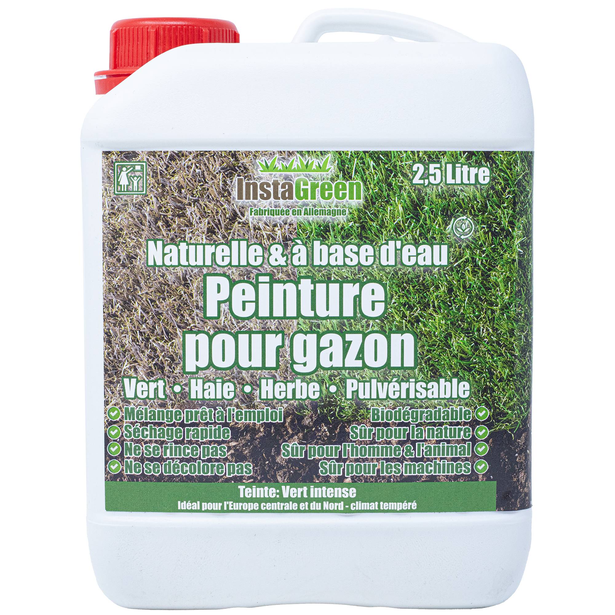InstaGreen Premium peinture pour haies et gazon 2,5 litres - prête à l'emploi contre le jaunissem. du gazon - à base d'eau vaporisable biodégradable