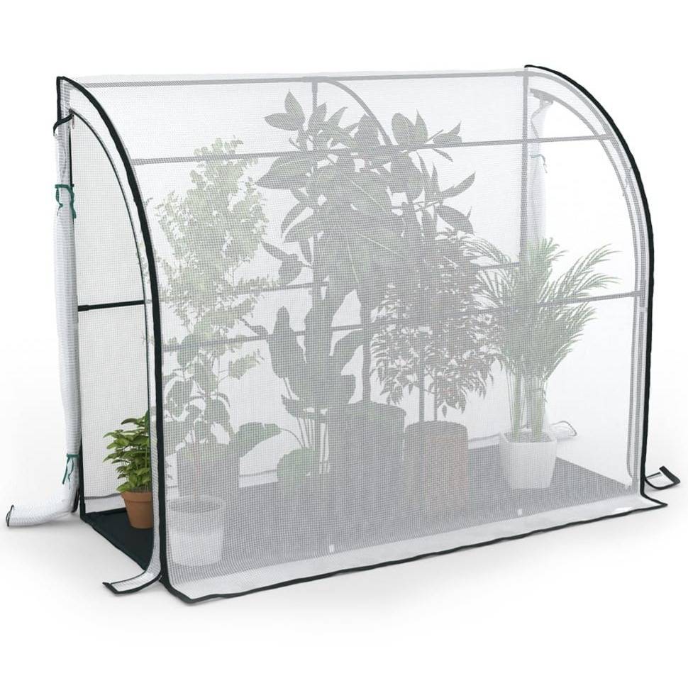Serre adossée en acier et polyéthylène 1.6m² - 200 x 80 x 160 - Transparent - TERRE JARDIN - Image 1