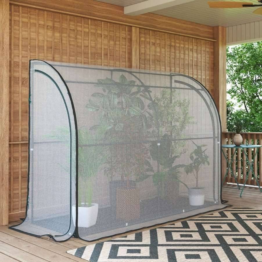 Serre adossée en acier et polyéthylène 1.6m² - 200 x 80 x 160 - Transparent - TERRE JARDIN - Image 2