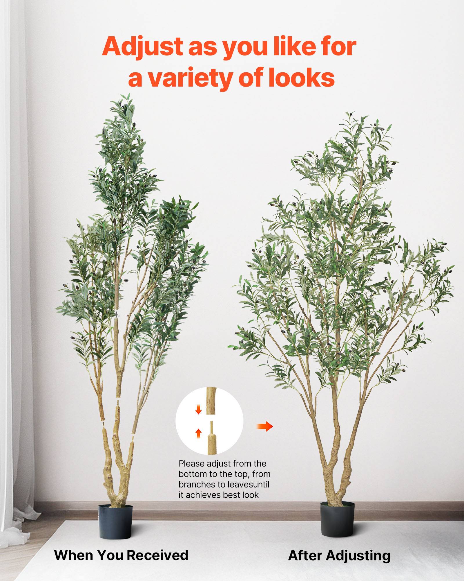 Vevor - VEVOR Arbre Artificiel Plante Artificielle Faux Olivier 2,4 m Déco d'Intérieur - Image 6
