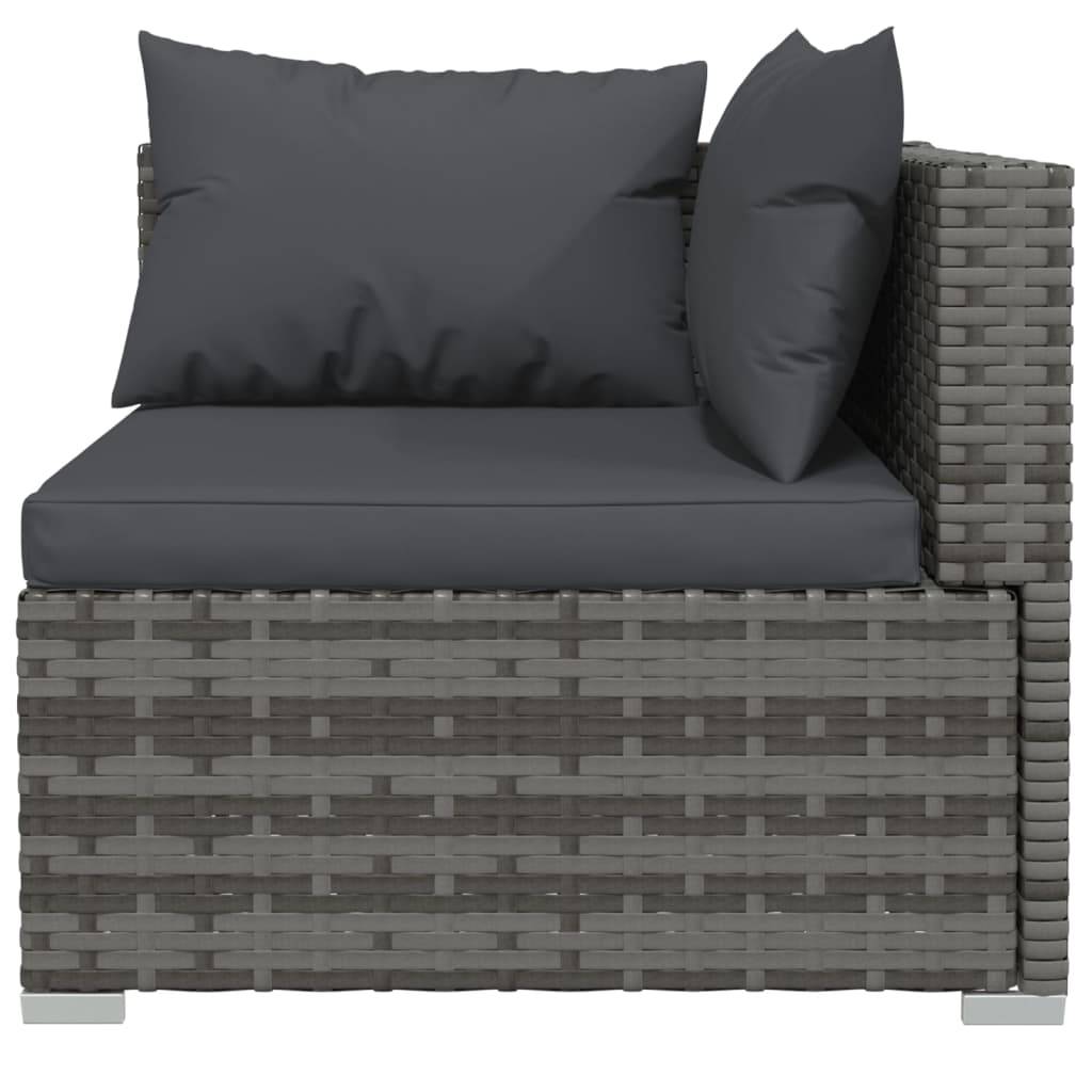 Helloshop26 - Salon de jardin meuble d'extérieur ensemble de mobilier 5 pièces avec coussins résine tressée gris - Image 3