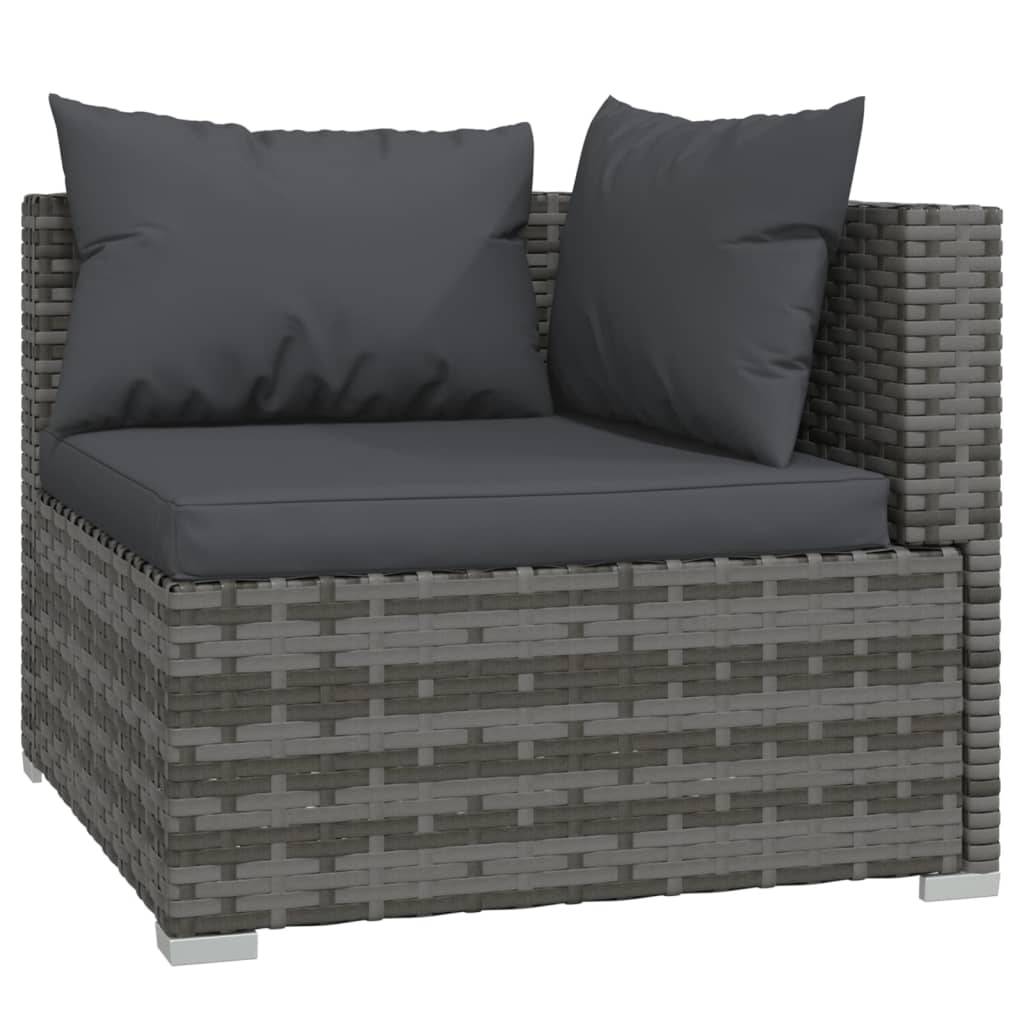 Helloshop26 - Salon de jardin meuble d'extérieur ensemble de mobilier 5 pièces avec coussins résine tressée gris - Image 2