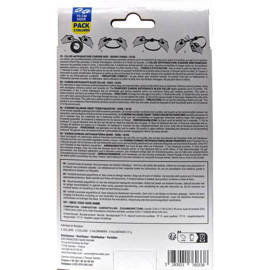 Francodex - Colliers Antiparasitaire Icaridine X2 noir 70 cm pour Chien de plus de 30 kg - Image 2