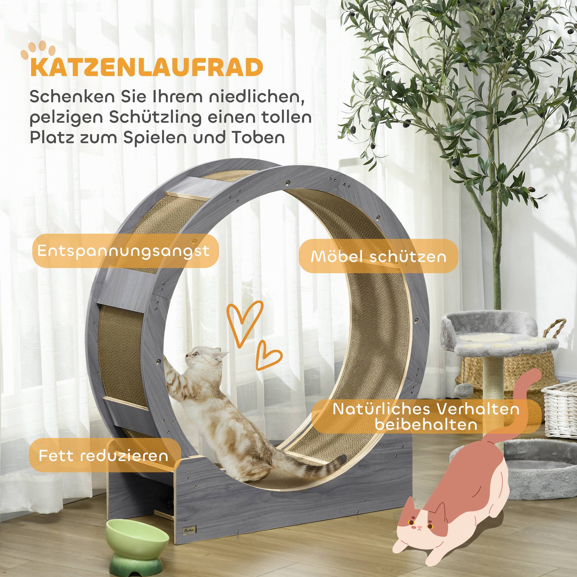 PANGIVO - Roue d'exercice pour chat bois gris 91 x 33.5 x 94 cm - PANGIVO - Image 4