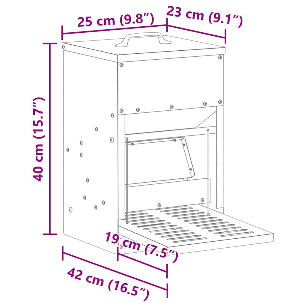 Distributeur Automatique Pédale Galva Poule 4kg Argent - ComfortXL Outdoor Living - Image 6