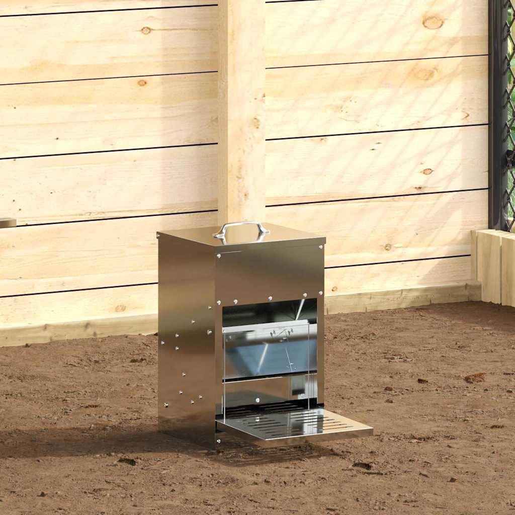Distributeur Automatique Pédale Galva Poule 4kg Argent - ComfortXL Outdoor Living - Image 1