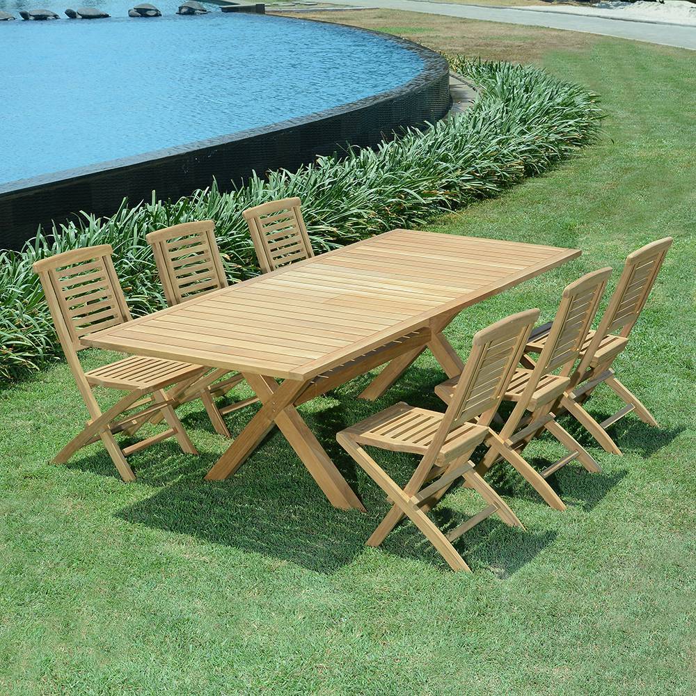 Salon de jardin teck massif Manabo, 6 chaises - TECK'Attitude - Image 5