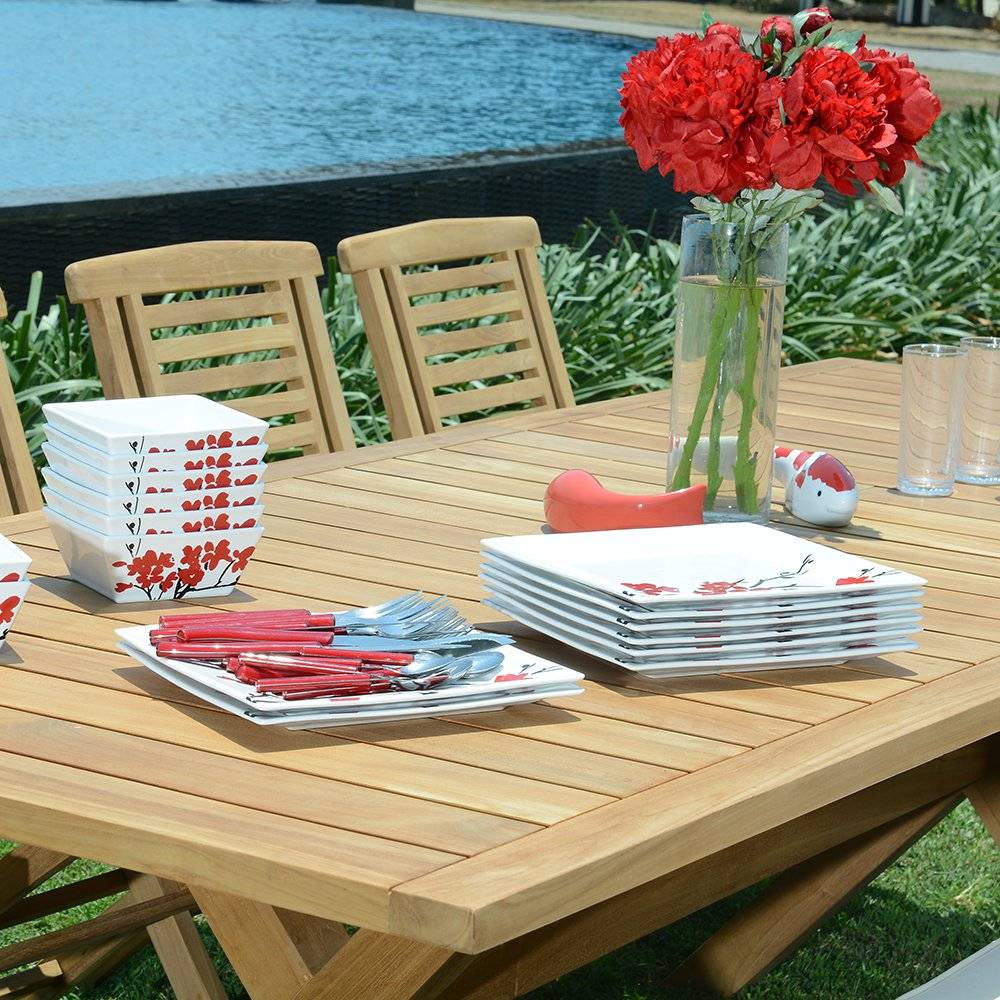 Salon de jardin teck massif Manabo, 6 chaises - TECK'Attitude - Image 3