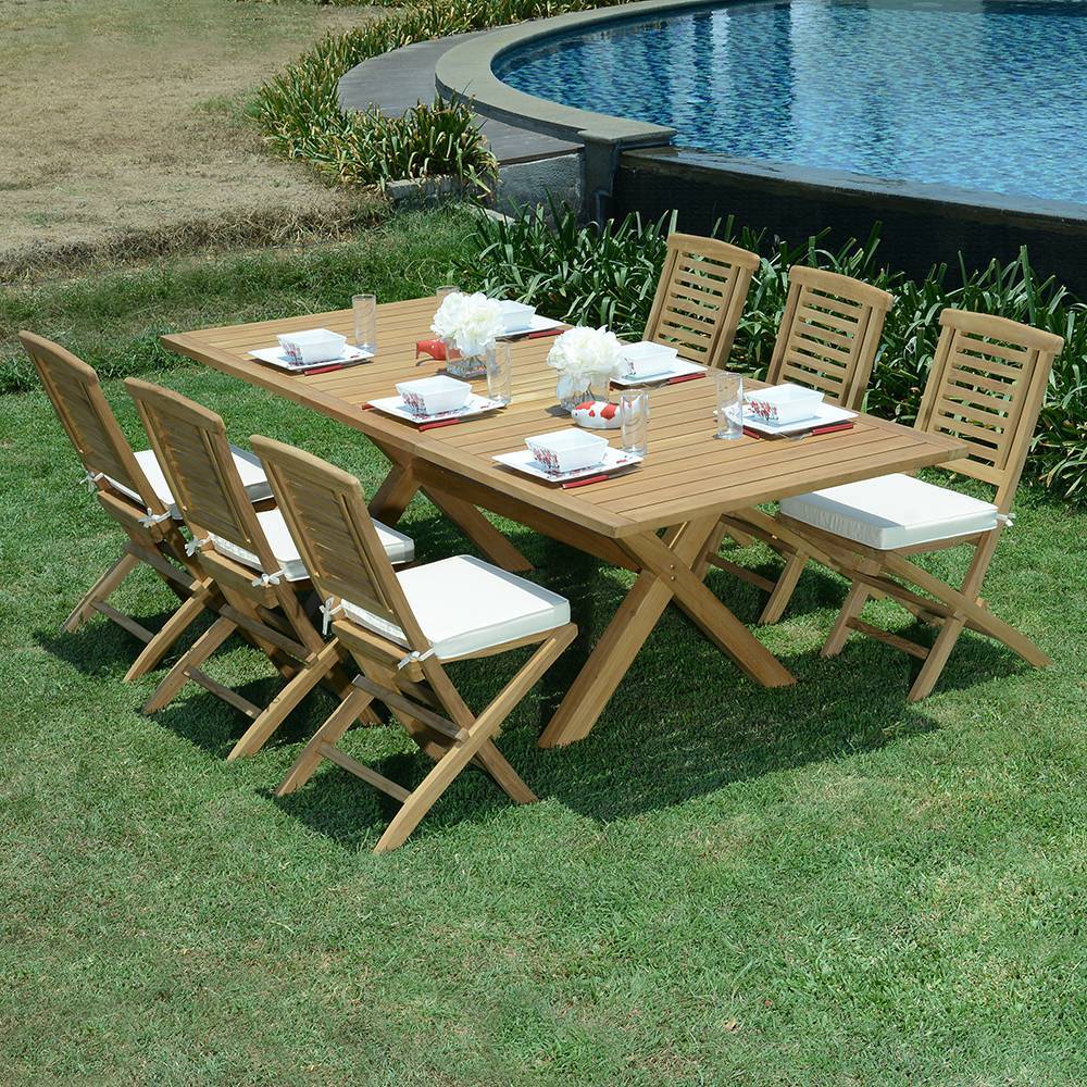 Salon de jardin teck massif Manabo, 6 chaises - TECK'Attitude - Image 2