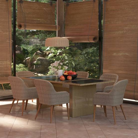 Vidaxl - Ensemble à manger de jardin 7 pcs Résine tressée Marron vidaXL 3059483 - Image 1