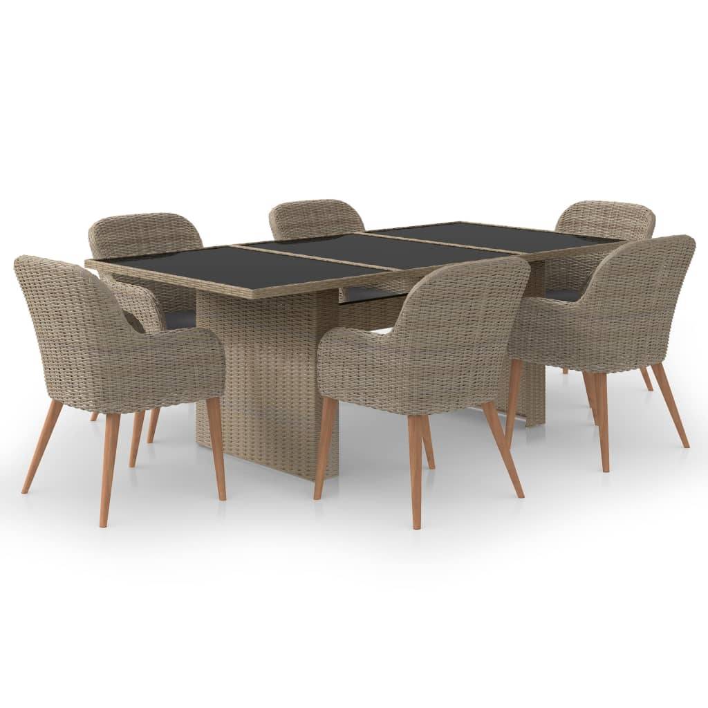 Vidaxl - Ensemble à manger de jardin 7 pcs Résine tressée Marron vidaXL 3059483 - Image 2