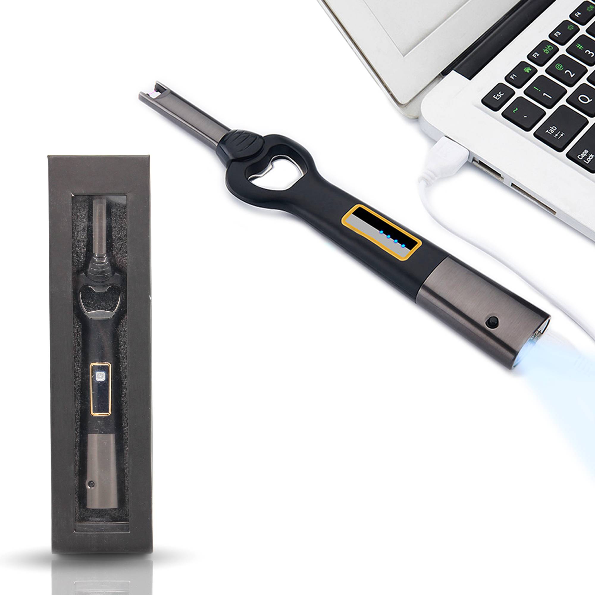 Fishtec - Briquet electrique rechargeable 3 en 1 USB LED decapsuleur indicateur batterie allumage sans flamme outdoor - Image 8