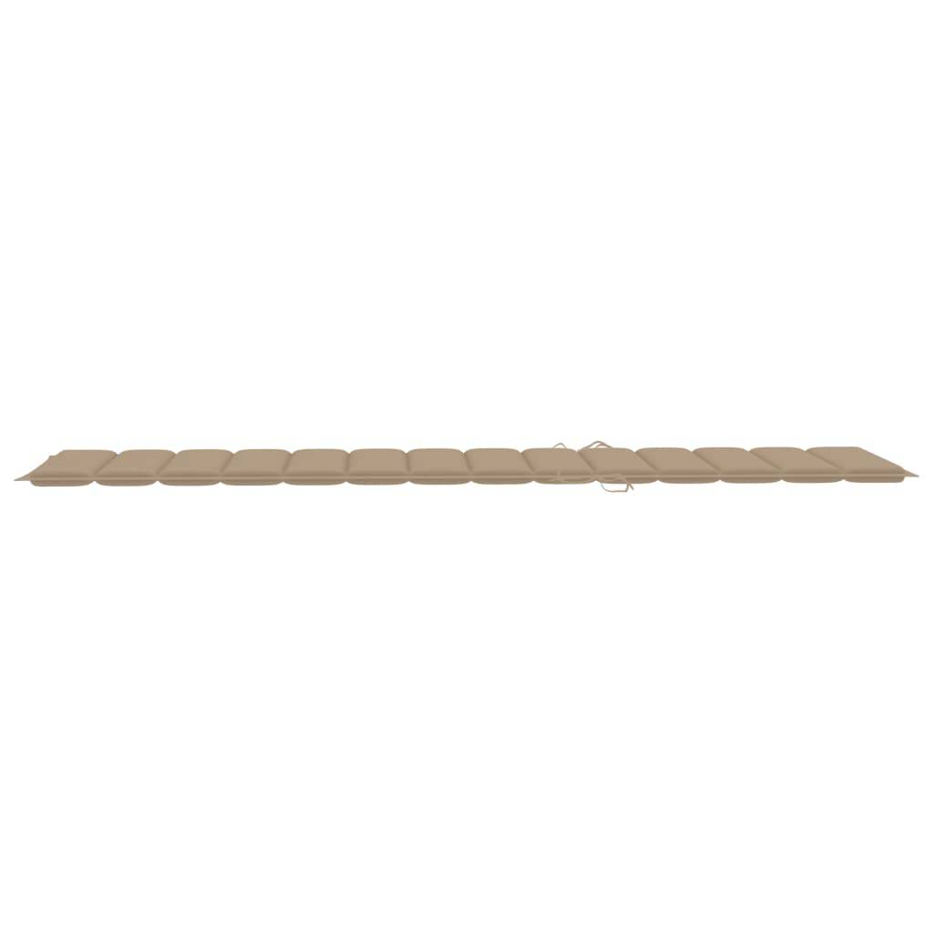 Vidaxl - Chaise longue avec coussin beige Bois de teck solide vidaXL 3063009 - Image 3