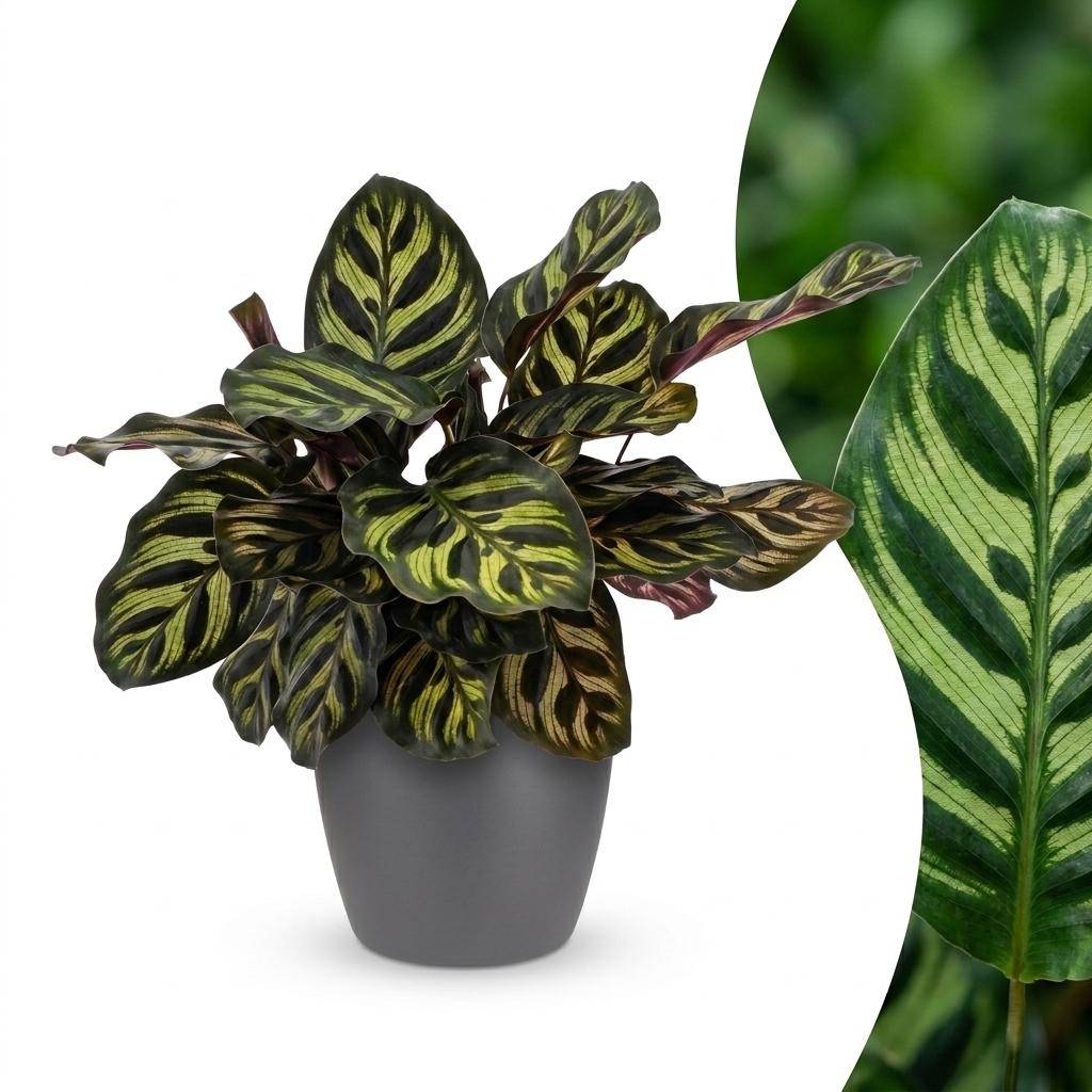 Calathea Makoyana - Plante Paon - Pot de 12cm - Hauteur 25cm - 1 plante - Gris - Plantes d'intérieur - Image 1
