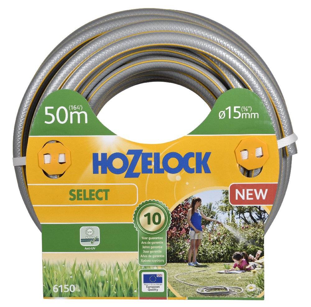 Hozelock - Tuyau d’arrosage Hozelock Select anti UV gris bandes 3D jaunes 15mm 25m HOZELOCK - Image 1