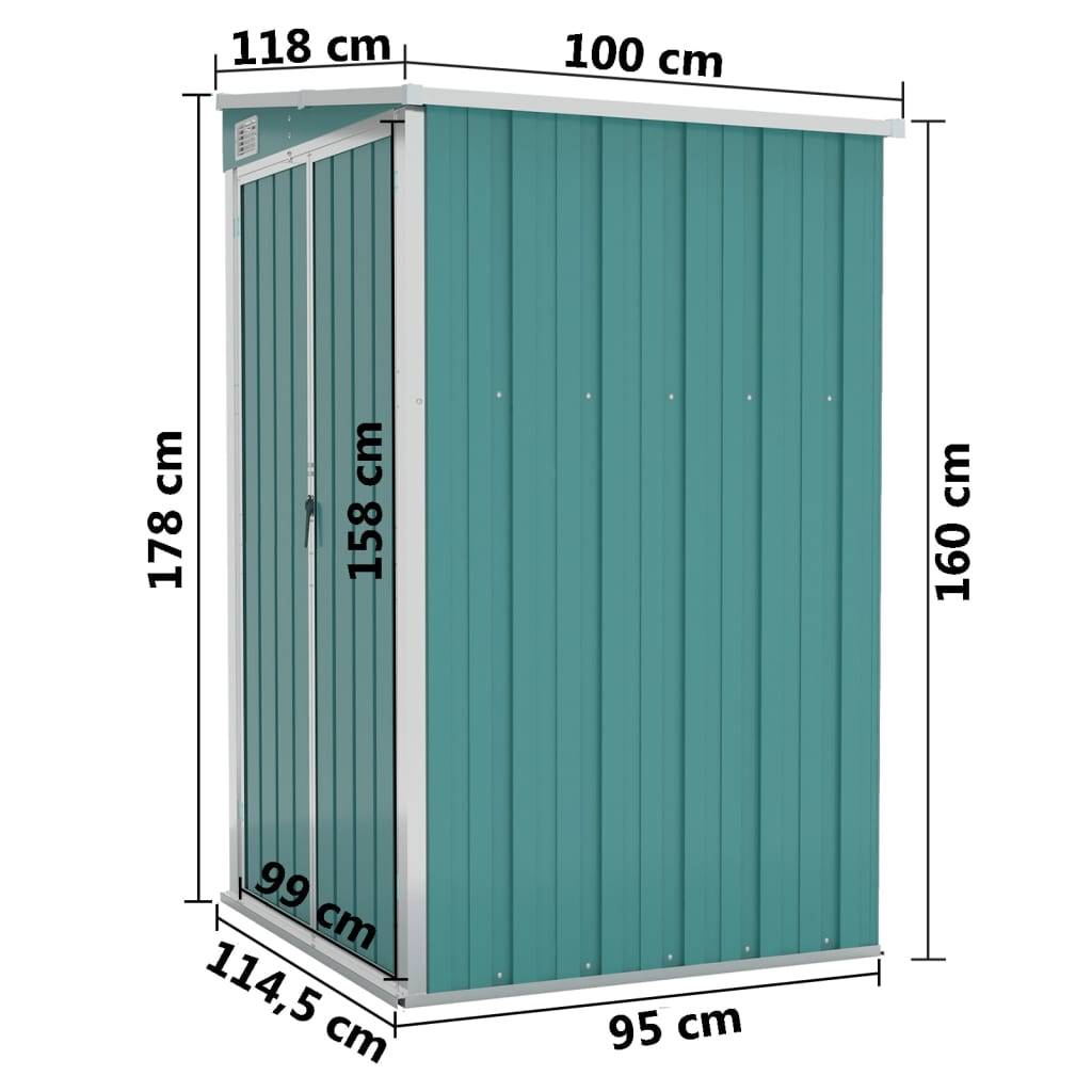 Helloshop26 - Remise de jardin murale 118 x 100 x 178 cm acier galvanisé vert - Image 6