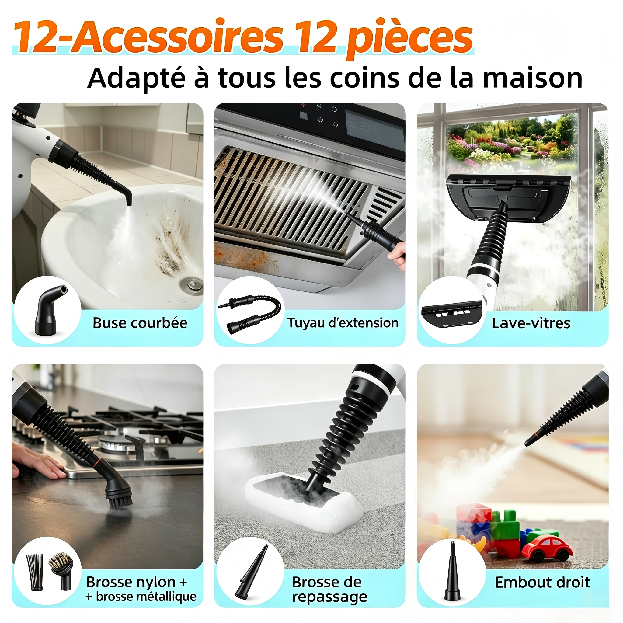 Sans Marque - Nettoyeur vapeur portable multifonctionnel pour la maison, 1300 watts, Traumheim - Image 3