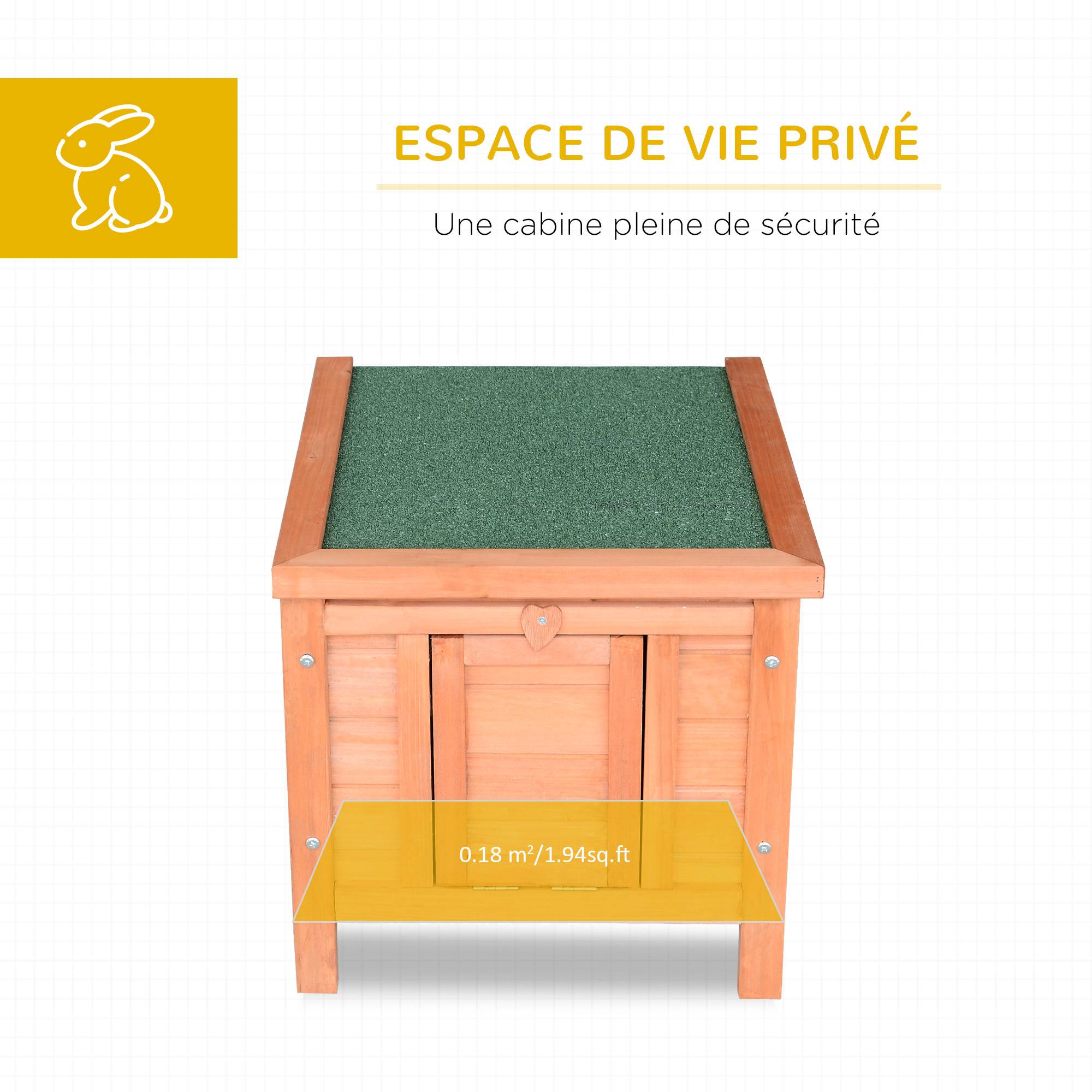 Clapier à lapin cage à lapin avec rampes/porte, toit ouvrant et étanche - en bois de sapin naturel et vert - Image 6