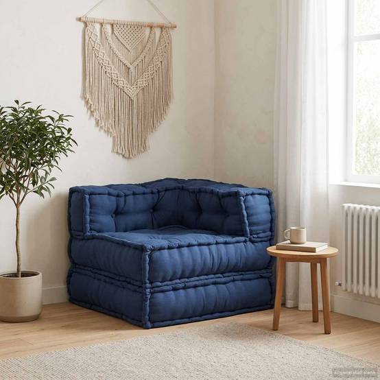 Canapé modulaire tissu indigo 70 x 70 x 56 cm, poids:13.65kg - PANGIVO - Image 1