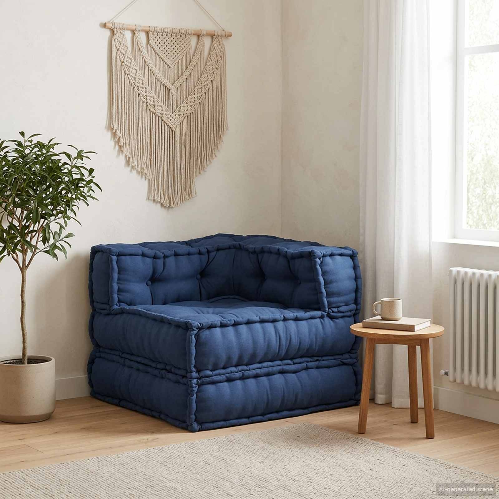 Canapé modulaire tissu indigo 70 x 70 x 56 cm, poids:13.65kg - PANGIVO - Image 1