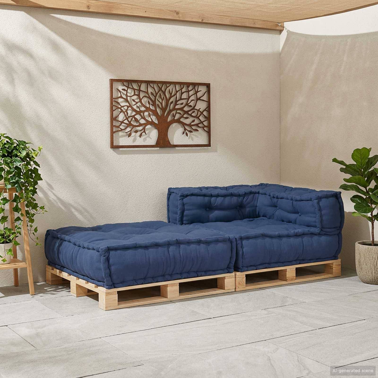 Canapé modulaire tissu indigo 70 x 70 x 56 cm, poids:13.65kg - PANGIVO - Image 3