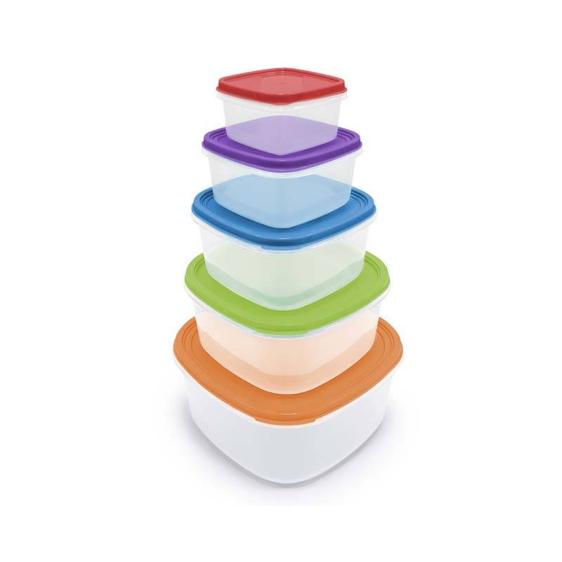 Kitchencook - Ktup5c - Multicolore - Set 5 Boîtes De Conservation - Empilables - Sans Bpa