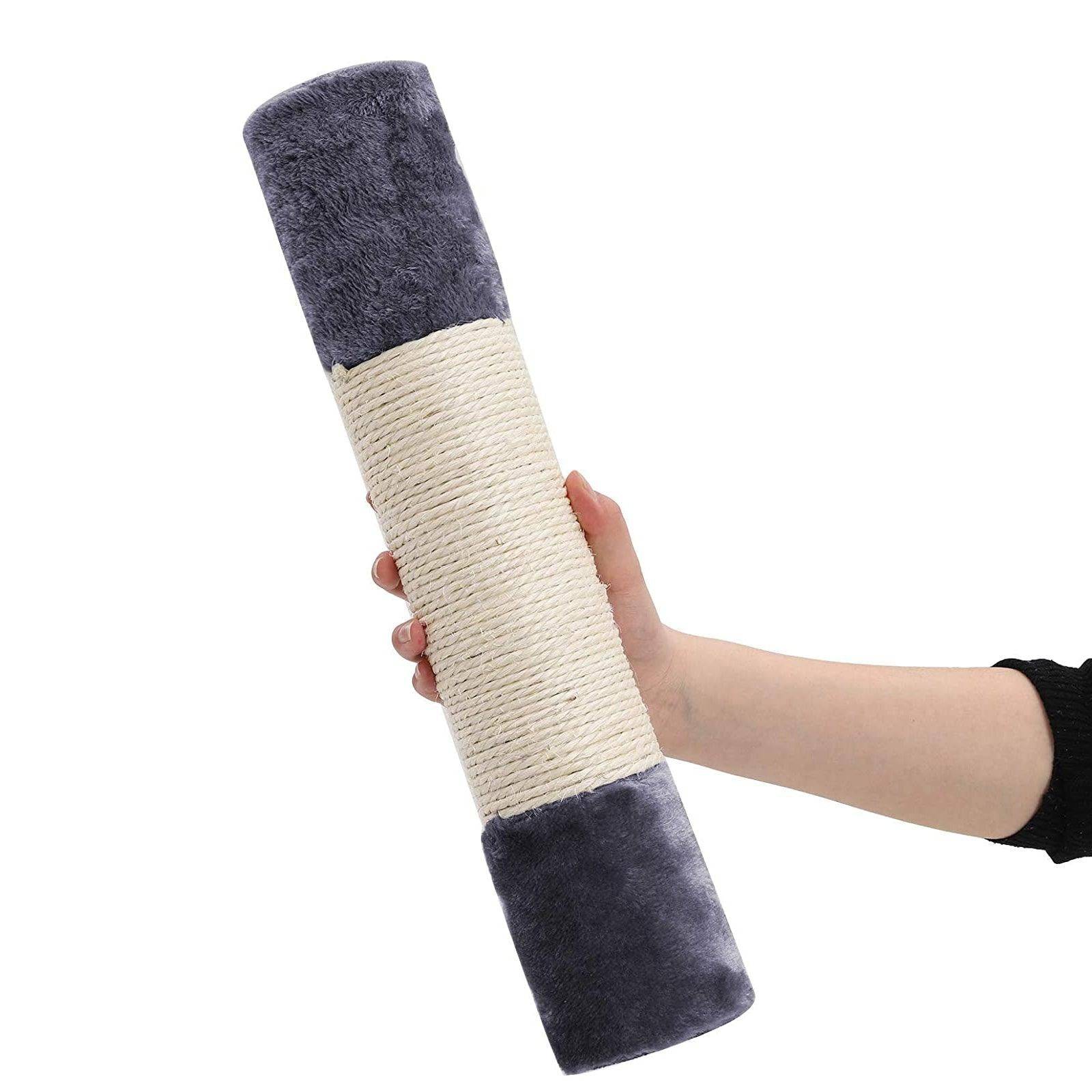 Arbre à chat colonne en sisal pour aiguiser les griffes 2 niches luxueuses maison de jeu meubles pour chatons chats et félins 84 cm couleur gris foncé - Image 3