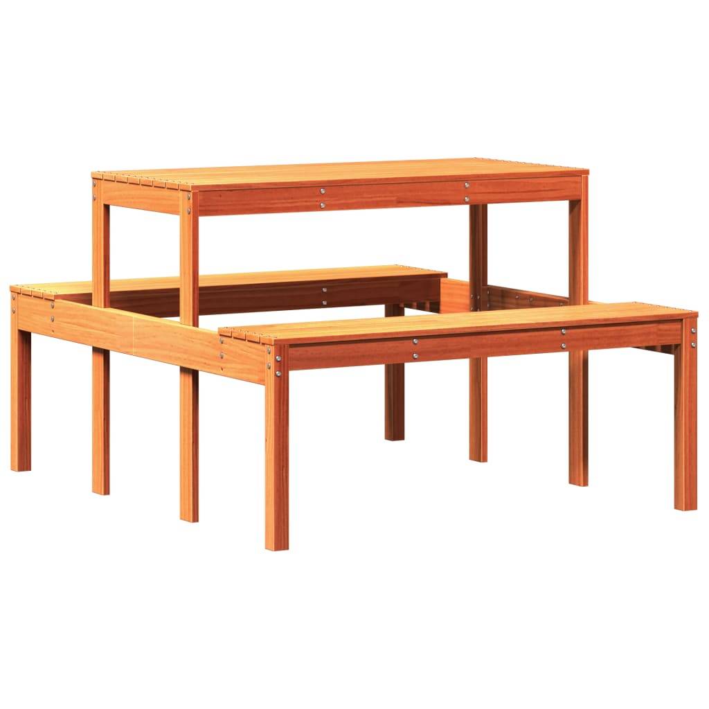 PANGIVO - Table de pique-nique bois pin massif cire marron 110 x 134 x 75 cm - PANGIVO - Image 2