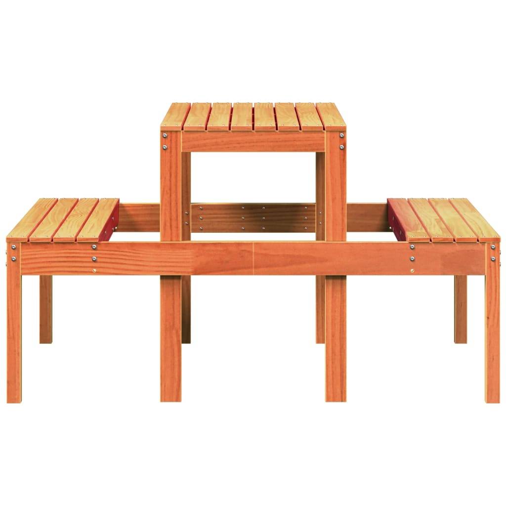 PANGIVO - Table de pique-nique bois pin massif cire marron 110 x 134 x 75 cm - PANGIVO - Image 5