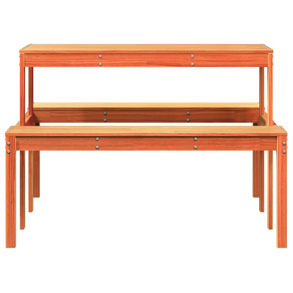 PANGIVO - Table de pique-nique bois pin massif cire marron 110 x 134 x 75 cm - PANGIVO - Image 4