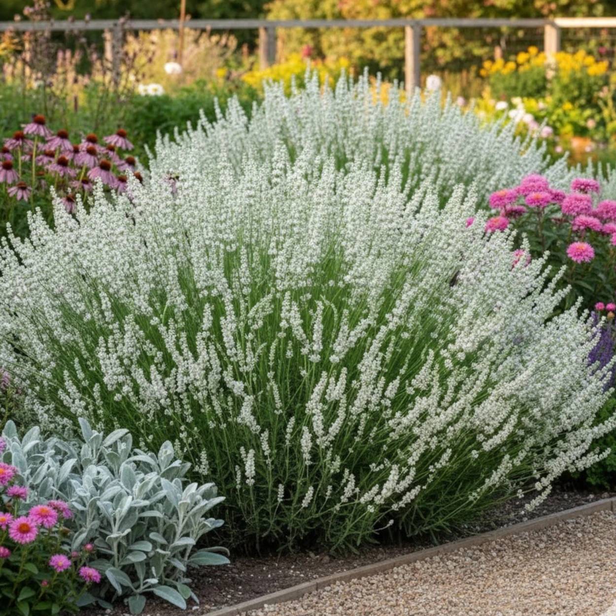 Lavande blanche - Sans traitement à fleurs Blanche - feuillage Semi-Persistant - Godet - 5/20 cm-  hauteur à maturité De 0,50 m à 1,00 m - Image 1