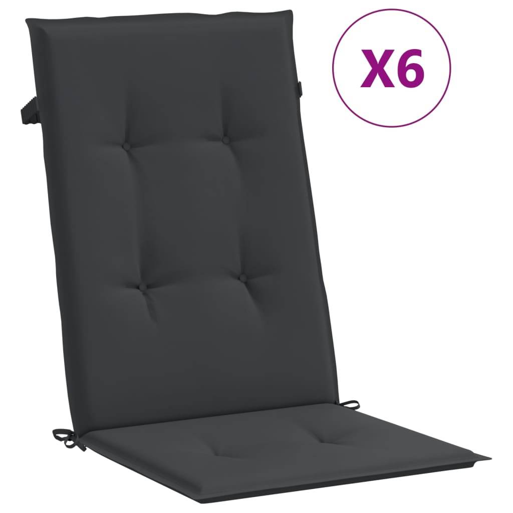 PANGIVO - Coussins de chaise à dossier haut polyester noir 120 x 50 x 3 cm (lot de 6) - PANGIVO - Image 2