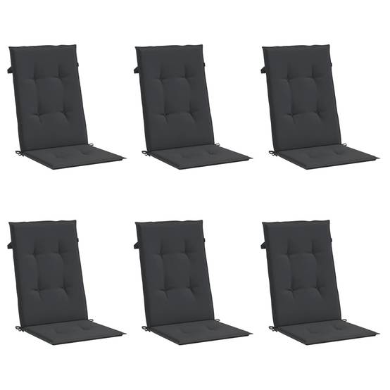 PANGIVO - Coussins de chaise à dossier haut polyester noir 120 x 50 x 3 cm (lot de 6) - PANGIVO - Image 3