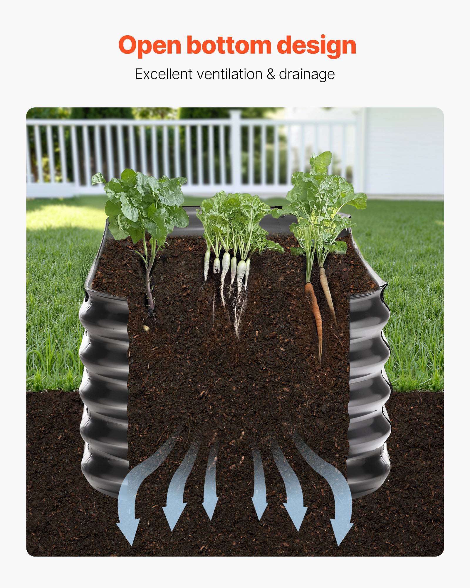 Vevor - VEVOR Carré Potager Surélevé Métal Galvalume Lit Jardin 200x60x42 cm Gris Foncé - Image 6