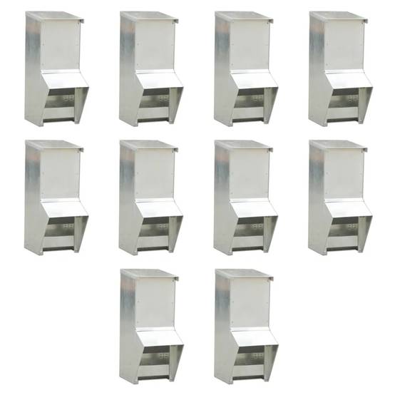 Lot de 10 Mangeoires à trémie métal galvanisée 7kg - Image 2