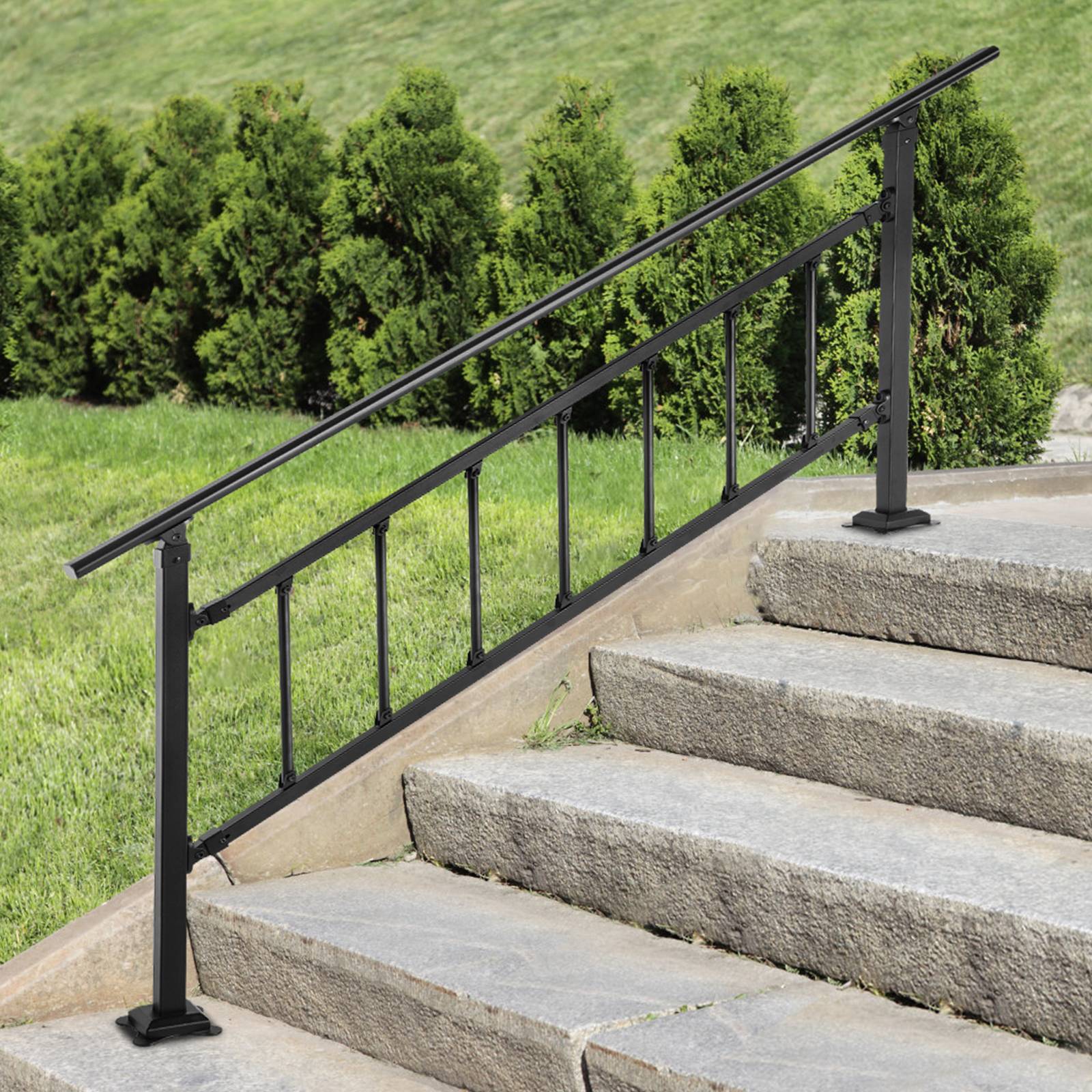 Vevor - VEVOR Main courante escalier fer forgé 83.5x172.5cm réglable 0-50°, pour 1-4 marches extérieur, béton, jardin. - Image 8