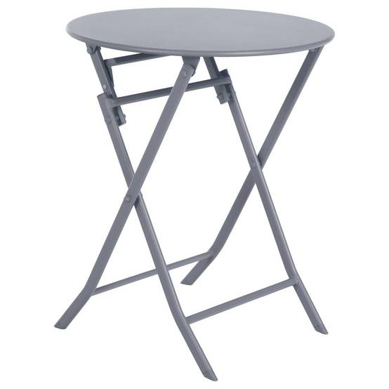Hesperide - Table de jardin pliante ronde "Greensboro" gris quartz 2 places en acier traité époxy Hespéride - Image 1