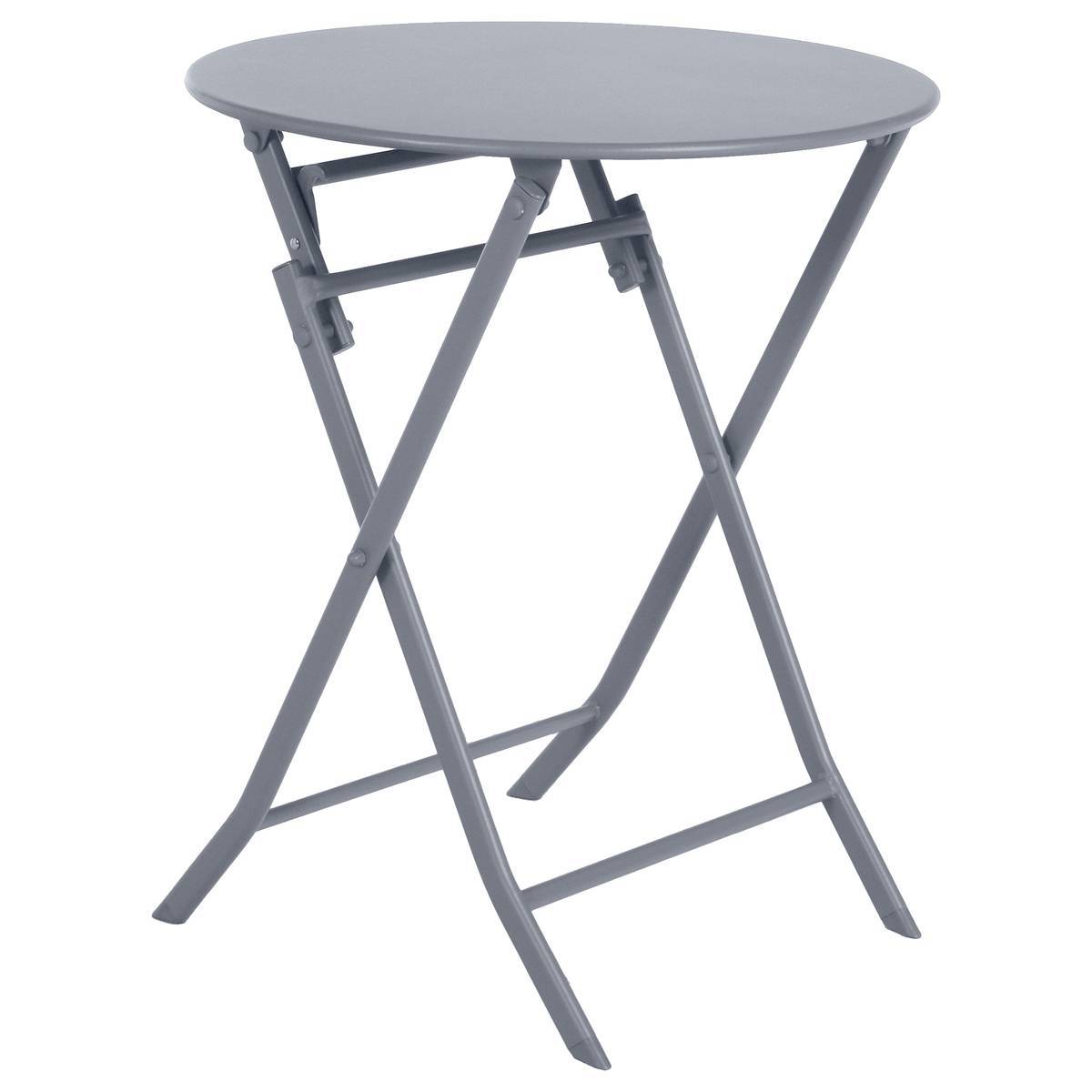 Hesperide - Table de jardin pliante ronde "Greensboro" gris quartz 2 places en acier traité époxy Hespéride - Image 1