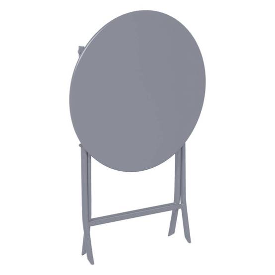 Hesperide - Table de jardin pliante ronde "Greensboro" gris quartz 2 places en acier traité époxy Hespéride - Image 3