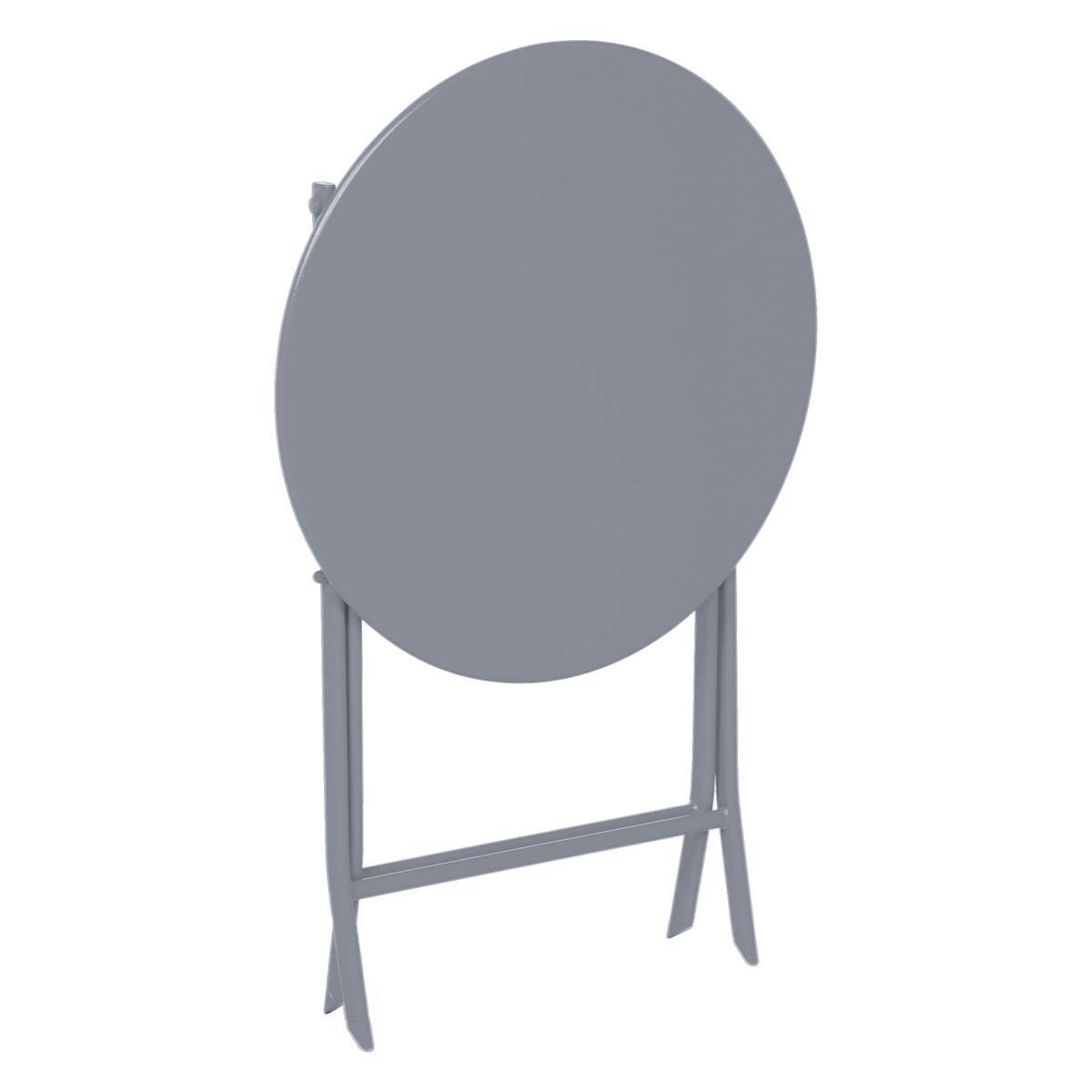 Hesperide - Table de jardin pliante ronde "Greensboro" gris quartz 2 places en acier traité époxy Hespéride - Image 3