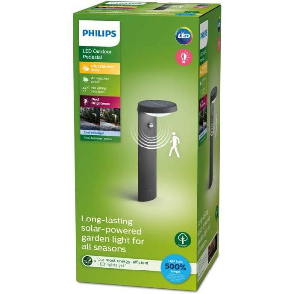 Philips - Lampe sur pied - PHILIPS - Tyla IR - Anthracite - 1 x 1,2 W - 4000 K - Détecteur de mouvement - Version UE - Image 2