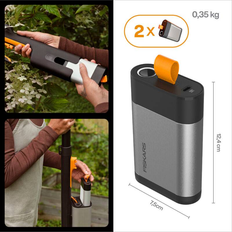 Fiskars - Batterie Fiskars 12V-4Ah x2 pour sécateurs ou coupe-branches à batterie Fiskars. Powerbank . Cable USB-C inclus. - Image 2