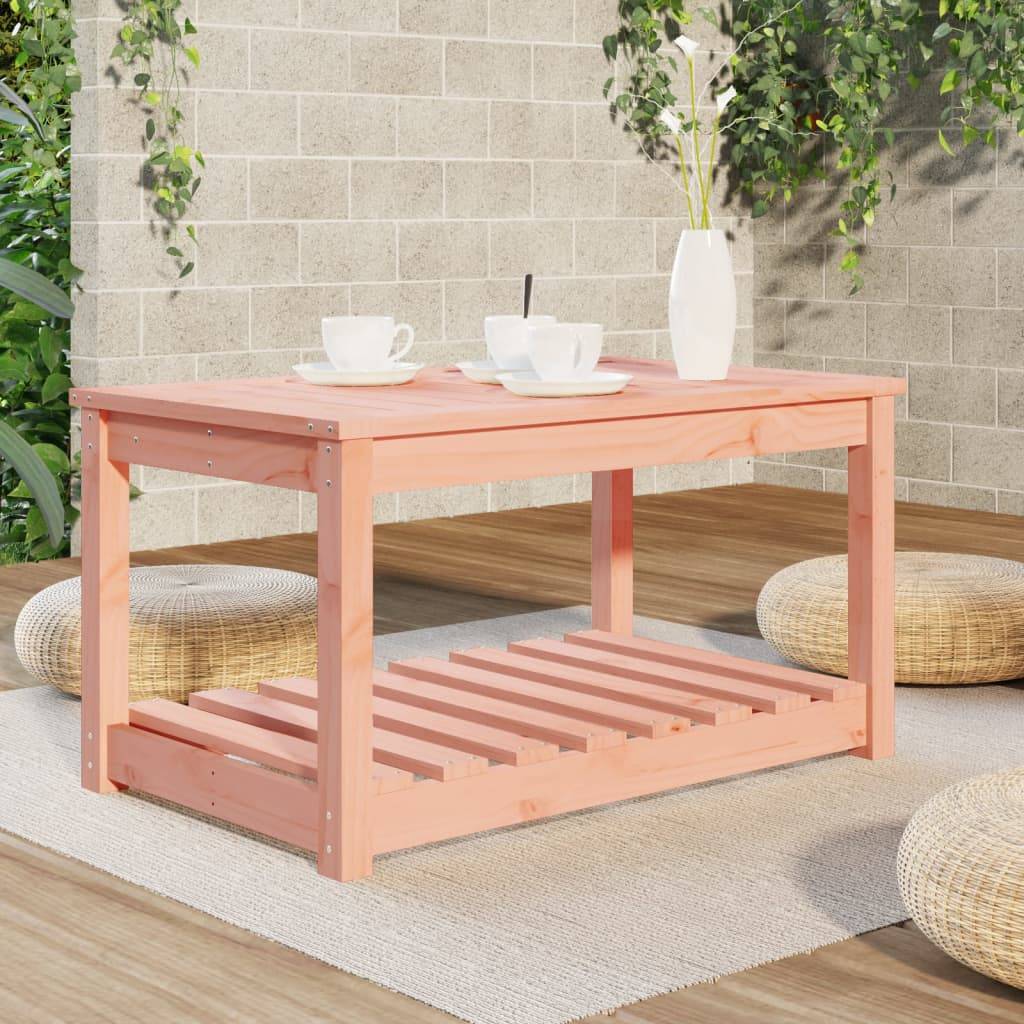 Table Basse de Jardin 82,5cm en Douglas Massif Brut avec Étagère de Rangement – ComfortXL Outdoor Living - Image 1