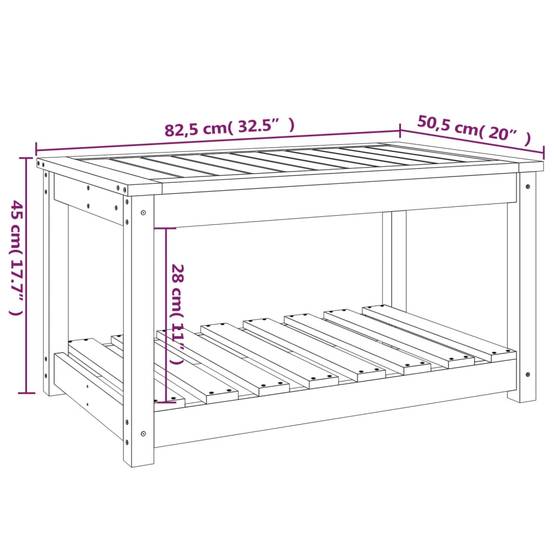 Table Basse de Jardin 82,5cm en Douglas Massif Brut avec Étagère de Rangement – ComfortXL Outdoor Living - Image 7