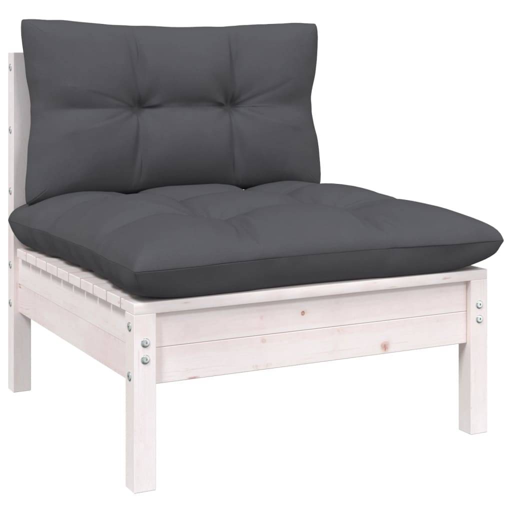 Prolenta Premium - Salon complet 8 places bois de pin et tissu (100 % polyester) blanc 63,5 x 63,5 x 62,5 cm - Prolen - Image 6
