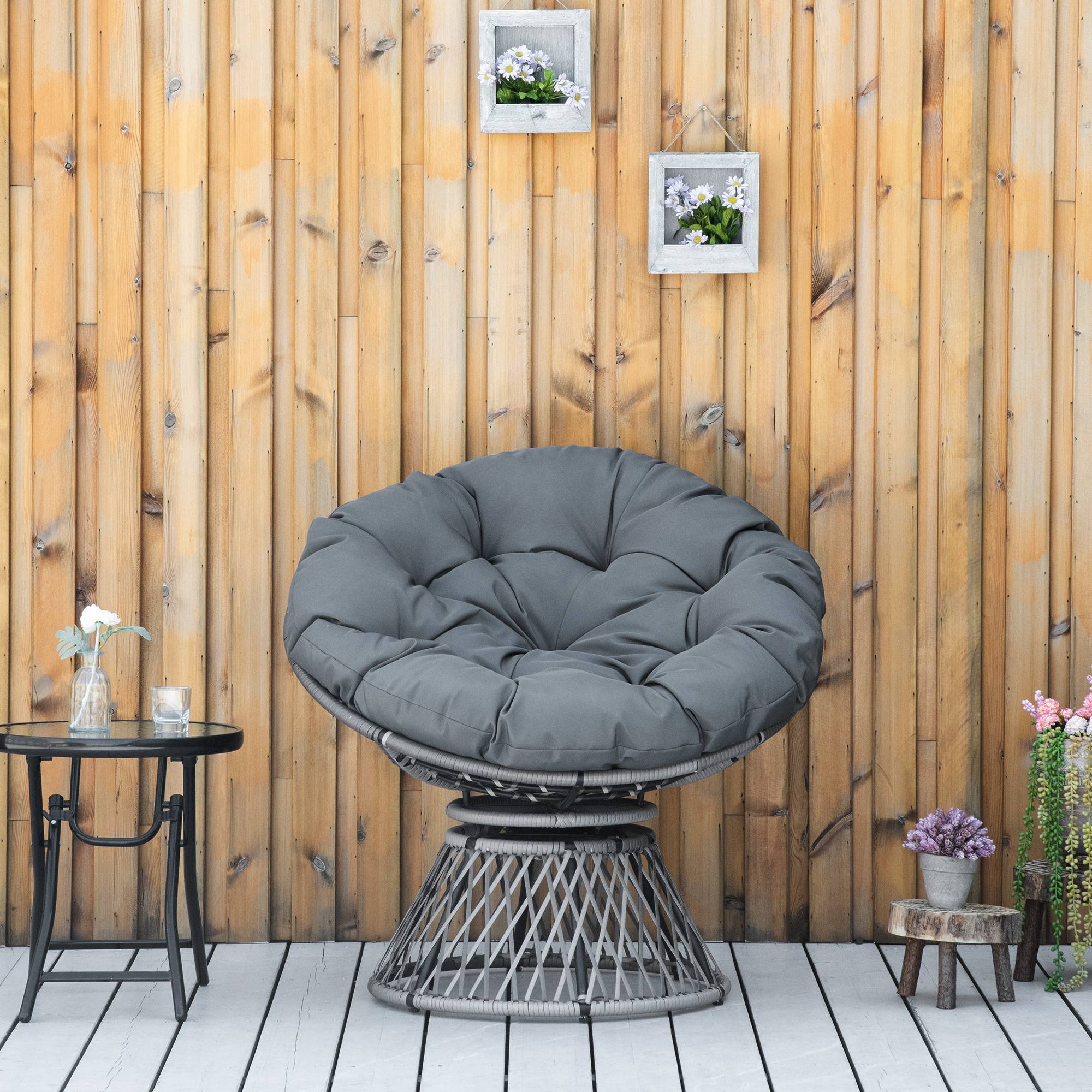 Fauteuil papasan résine tressée gris 87 x 97 x 86 cm - PANGIVO - Image 4